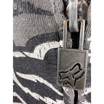 Vintage Y2K Fox Racing tribal all-over print zip hoodie, thrashed, XL
