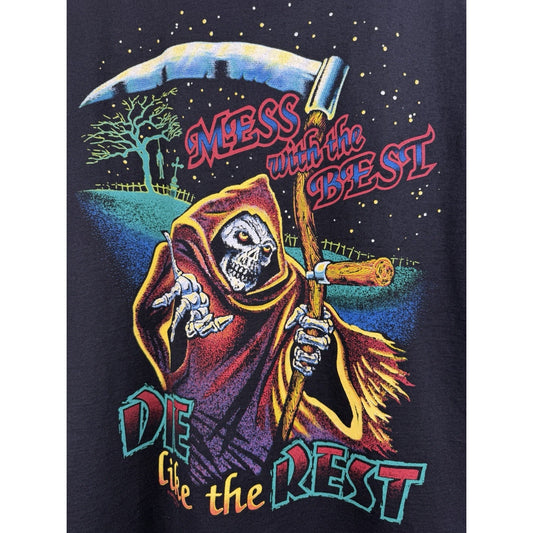 Mess With the Best Die Like the Rest grim reaper tee, 90s, XL