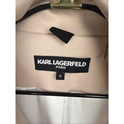 Karl Lagerfeld Blush Pink Cotton Blend Moto Zip Trench Lightweight Sz Med