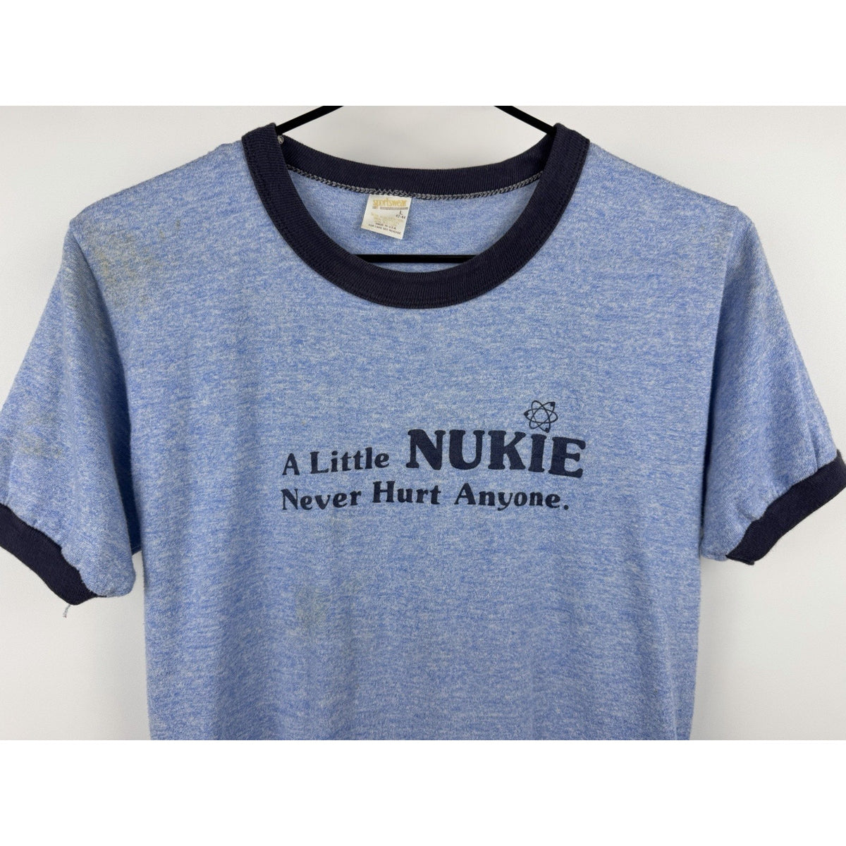 Vintage 70’s A Little Nukie Never Hurt Anyone Ringer Turkey Point Plant L 19x25