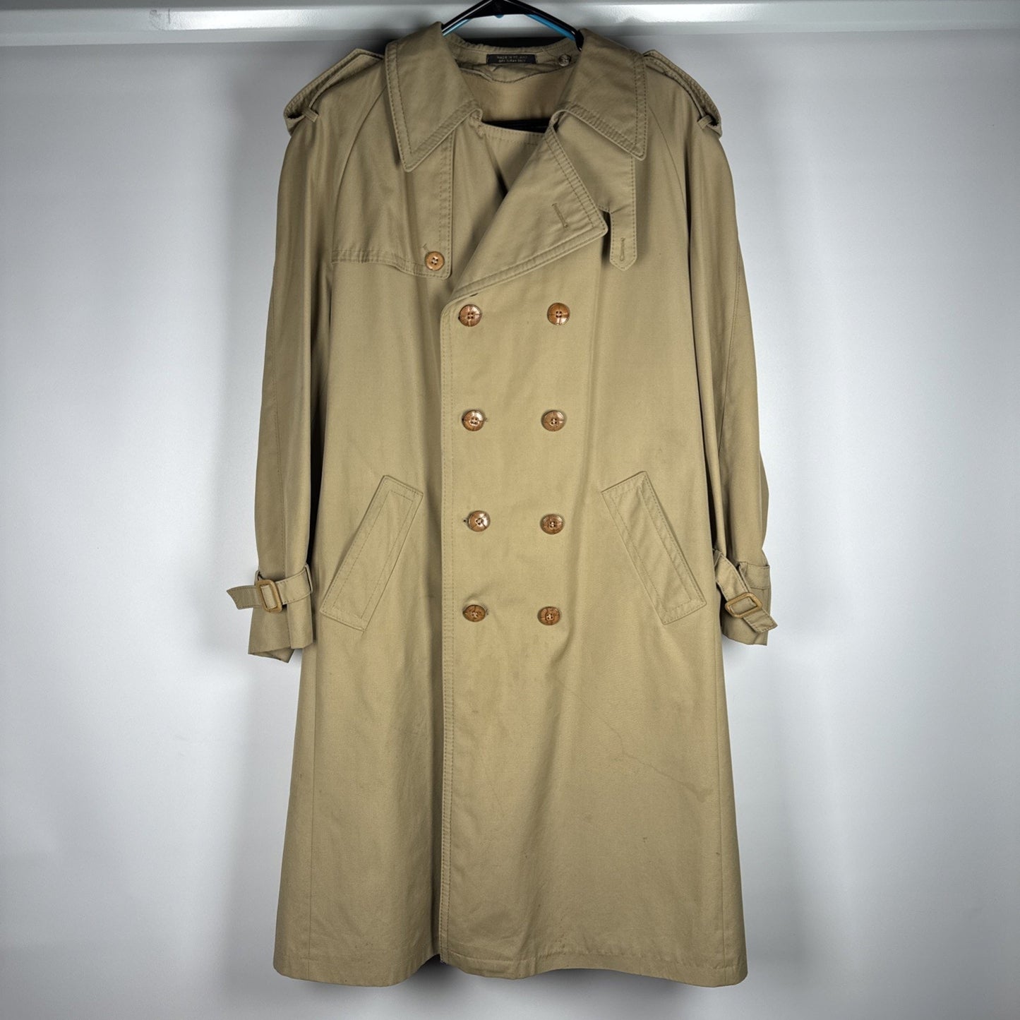 Europe Craft Vintage Trench Coat Beige Dress Coat Removable Wool Liner, Med / L