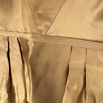 RARE 1940s Martha Phillips Couture Gold Wedding Guest Evening Gown With Fur Trim