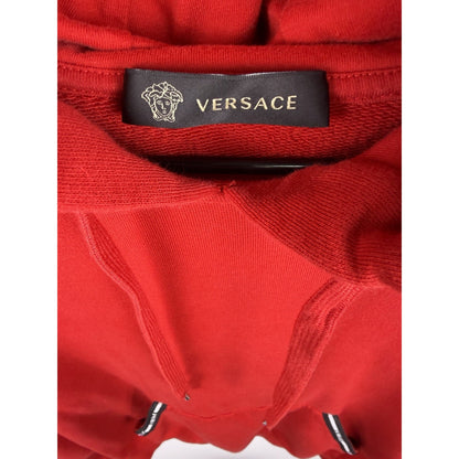 Versace Greca Logo Tape Hoodie Red Cotton Sweatshirt A81512S Model XL 24x27