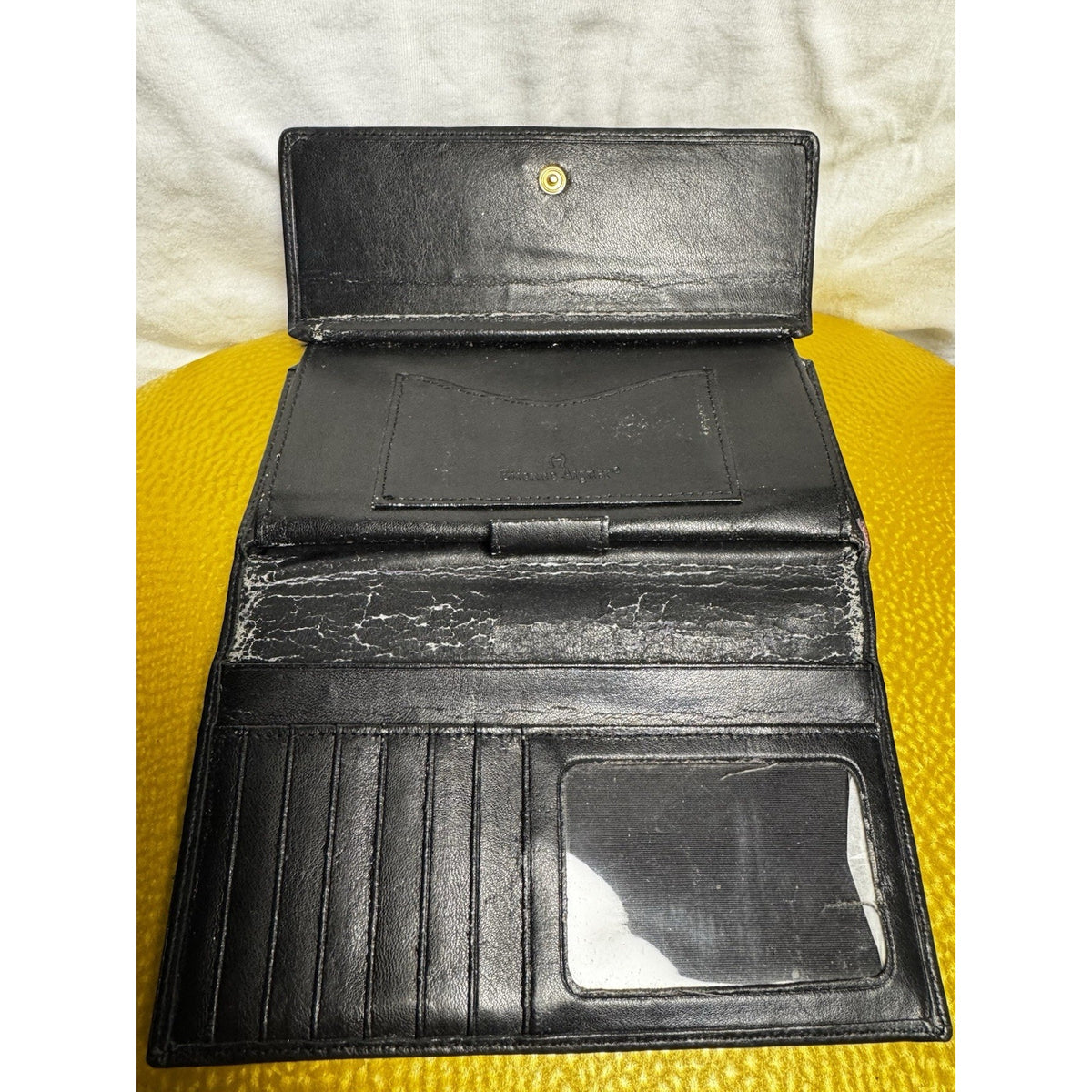 Vintage 1980s Etienne Aigner Black Leather Designer Long Wallet