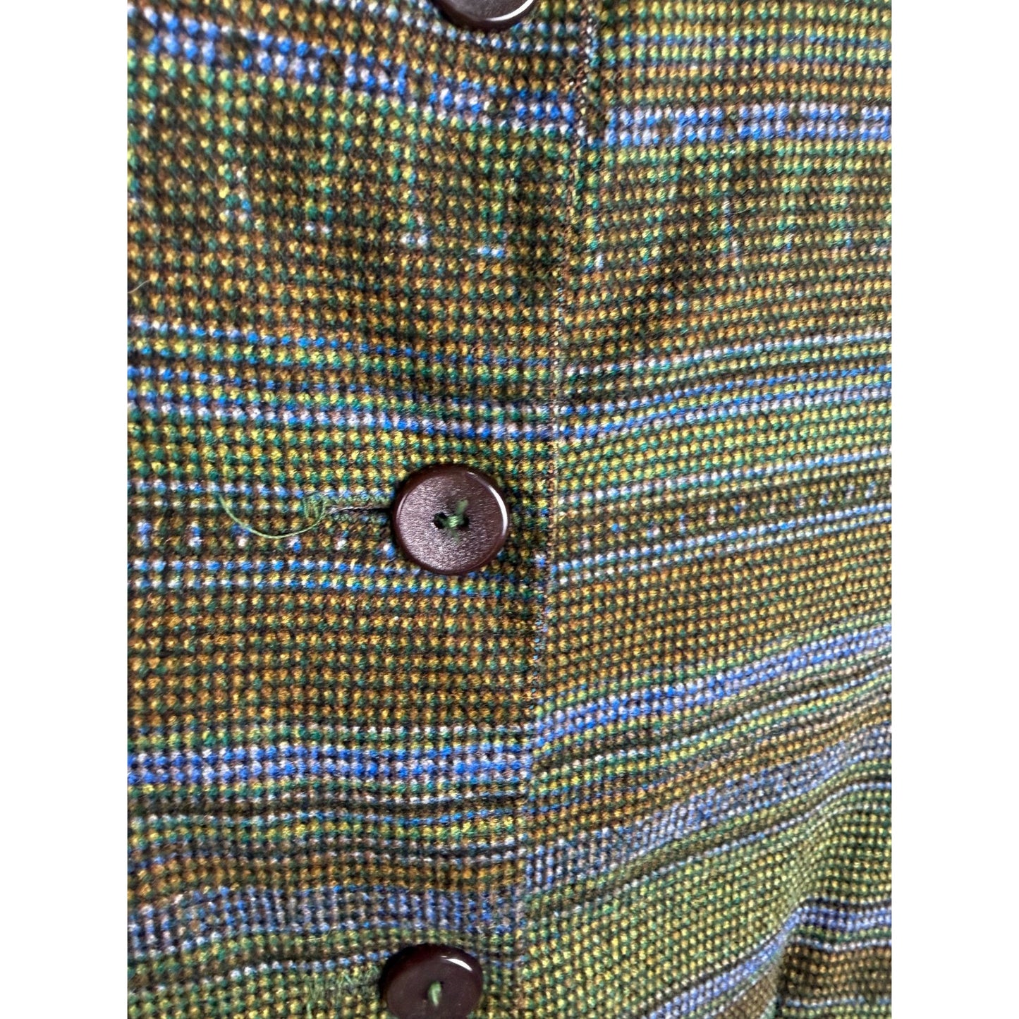 Vintage 40s 50s Soft Abstract Stripes Art button-back Dress XS MCM green brown
