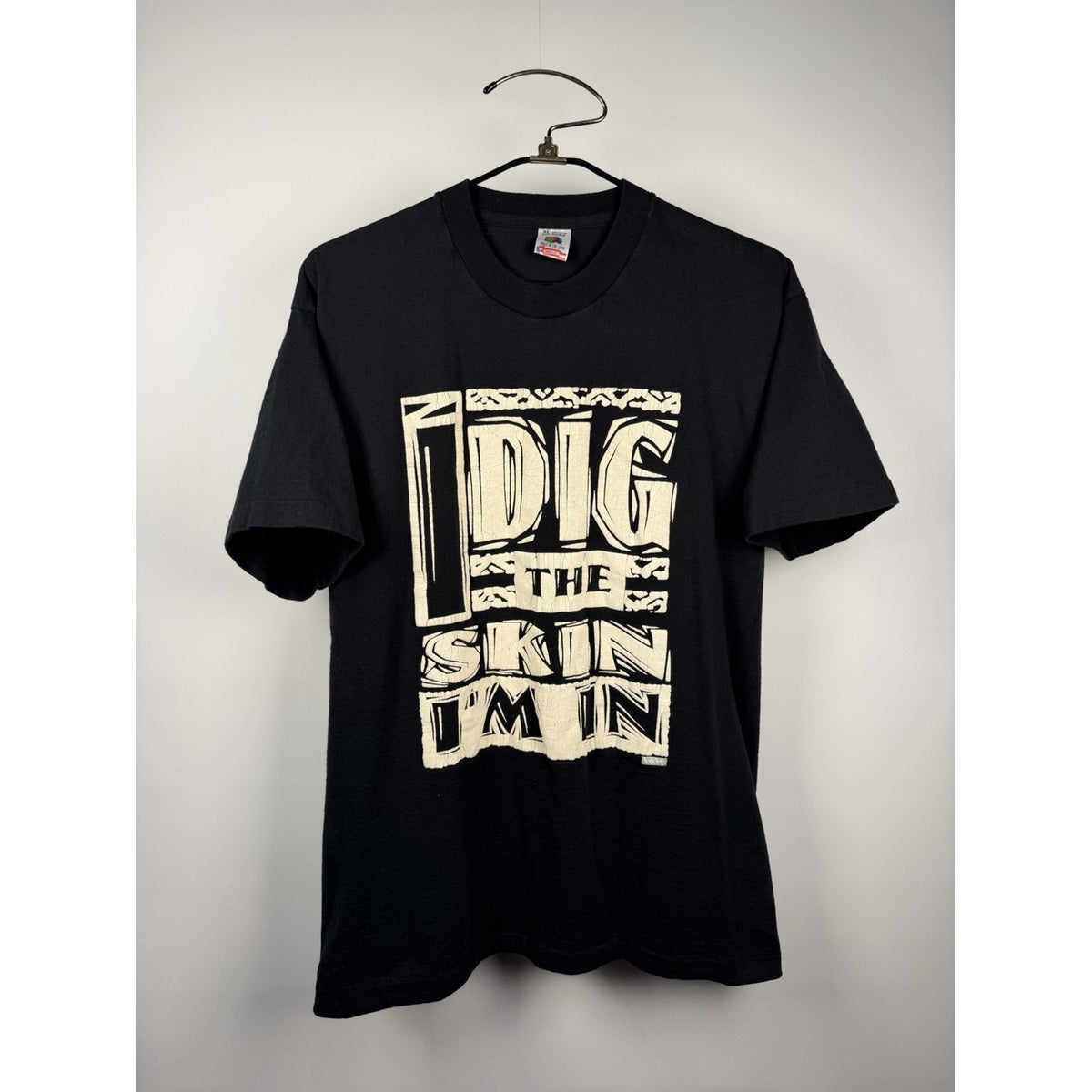 Vintage 90s Dig the Skin I'm In puff print tee, single stitch, XL
