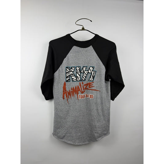 KISS Animalize Tour raglan concert shirt NO MAKE UP, 1984, XL