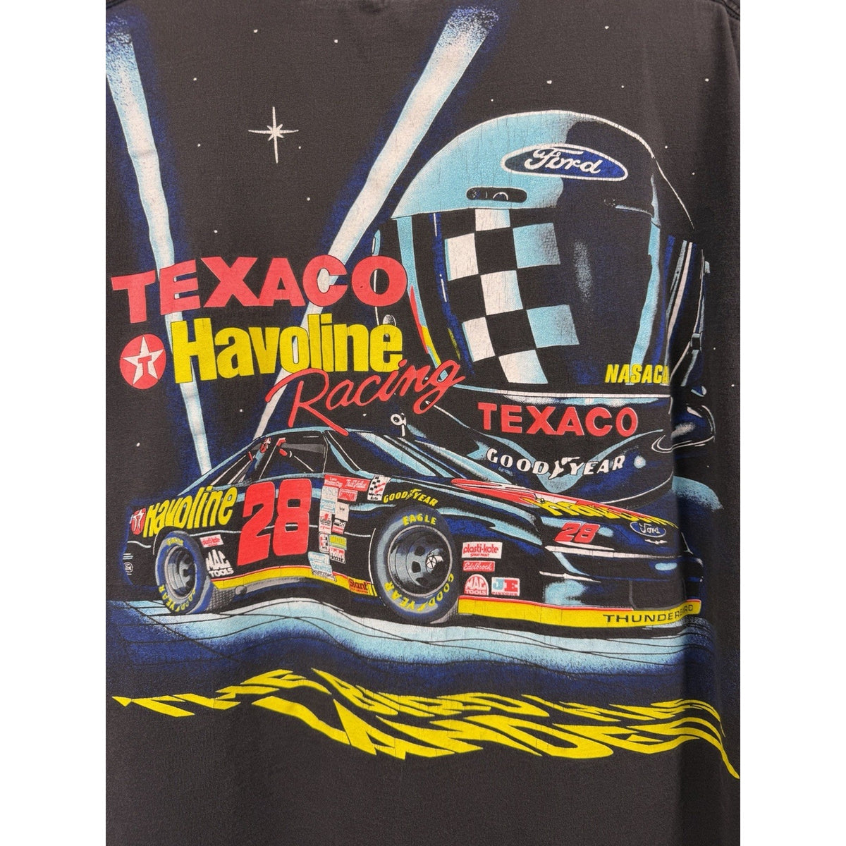 Vintage 90s Ernie Irvan Yates Rocket Nascar all over print tee, XL
