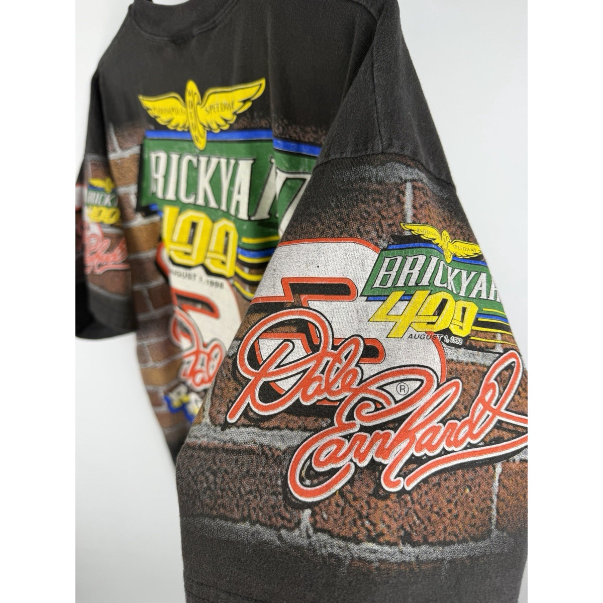 Vintage 1998 Dale Earnhardt Brickyard 400 all over print tee, XL