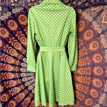 Hello Dotty, green polkadot dress (1970s)