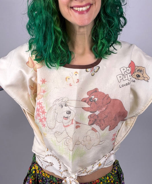 Pound Puppies / Floral Reversible Wrap Top (OSFM)