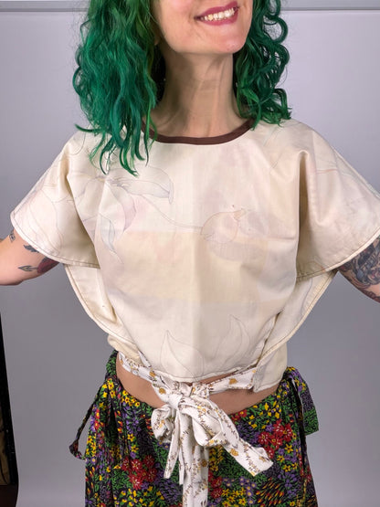 Pound Puppies / Floral Reversible Wrap Top (OSFM)