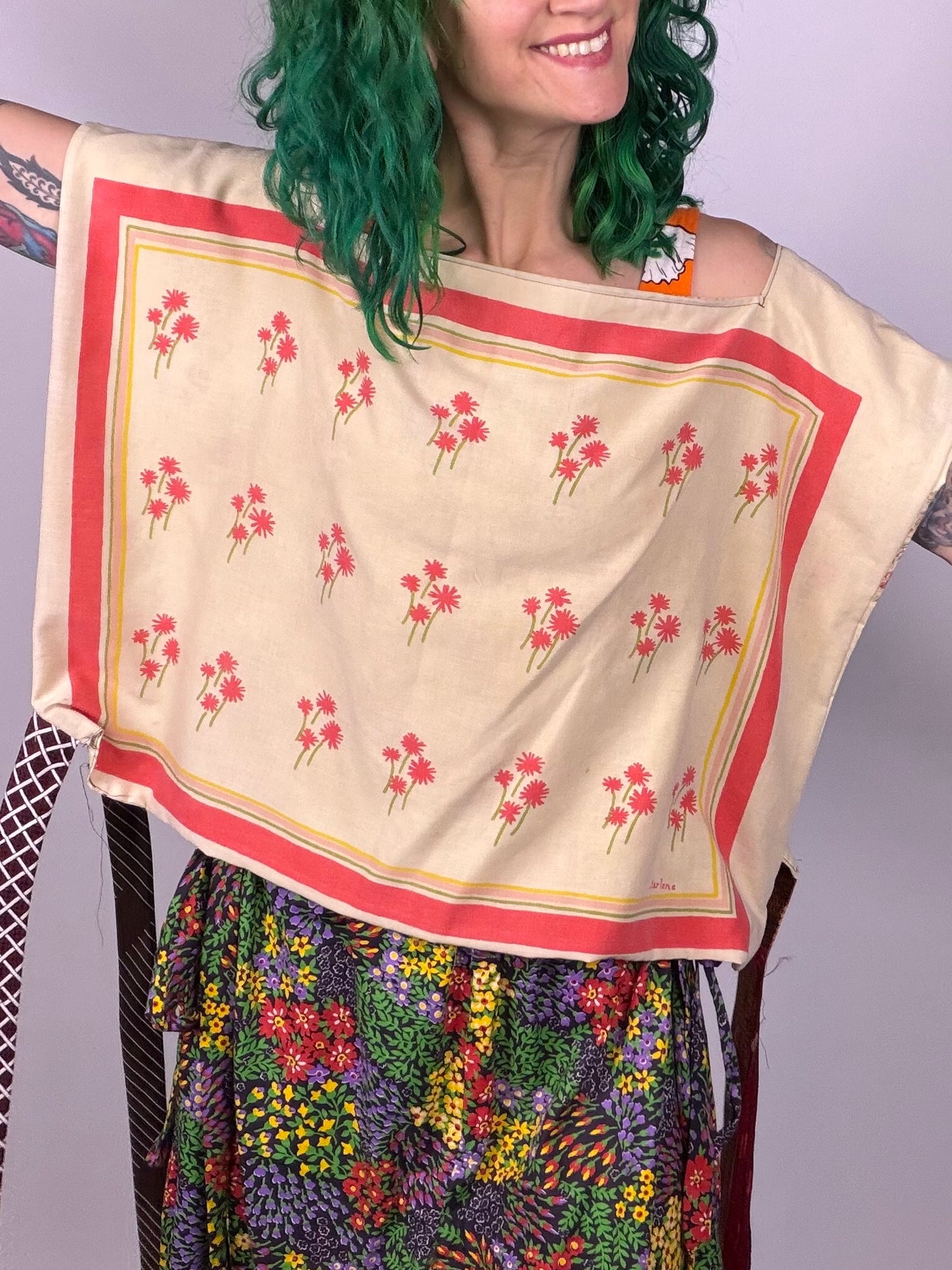 Floral Square Reversible Wrap Top (OSFM)