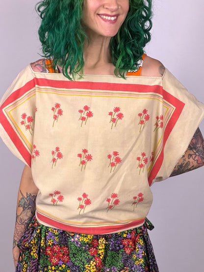 Floral Square Reversible Wrap Top (OSFM)