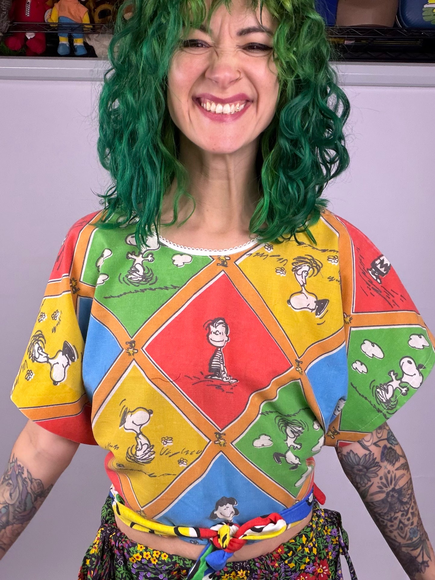 Diamond Snoopy Fancy-Neck Wrap Top (OSFM)
