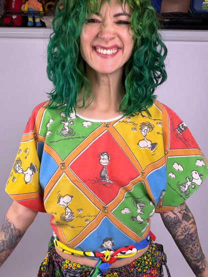 Diamond Snoopy Fancy-Neck Wrap Top (OSFM)