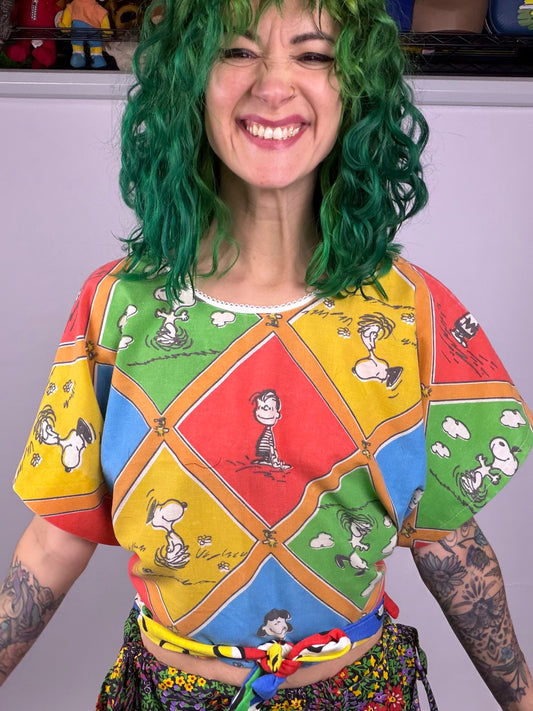Diamond Snoopy Fancy-Neck Wrap Top (OSFM)