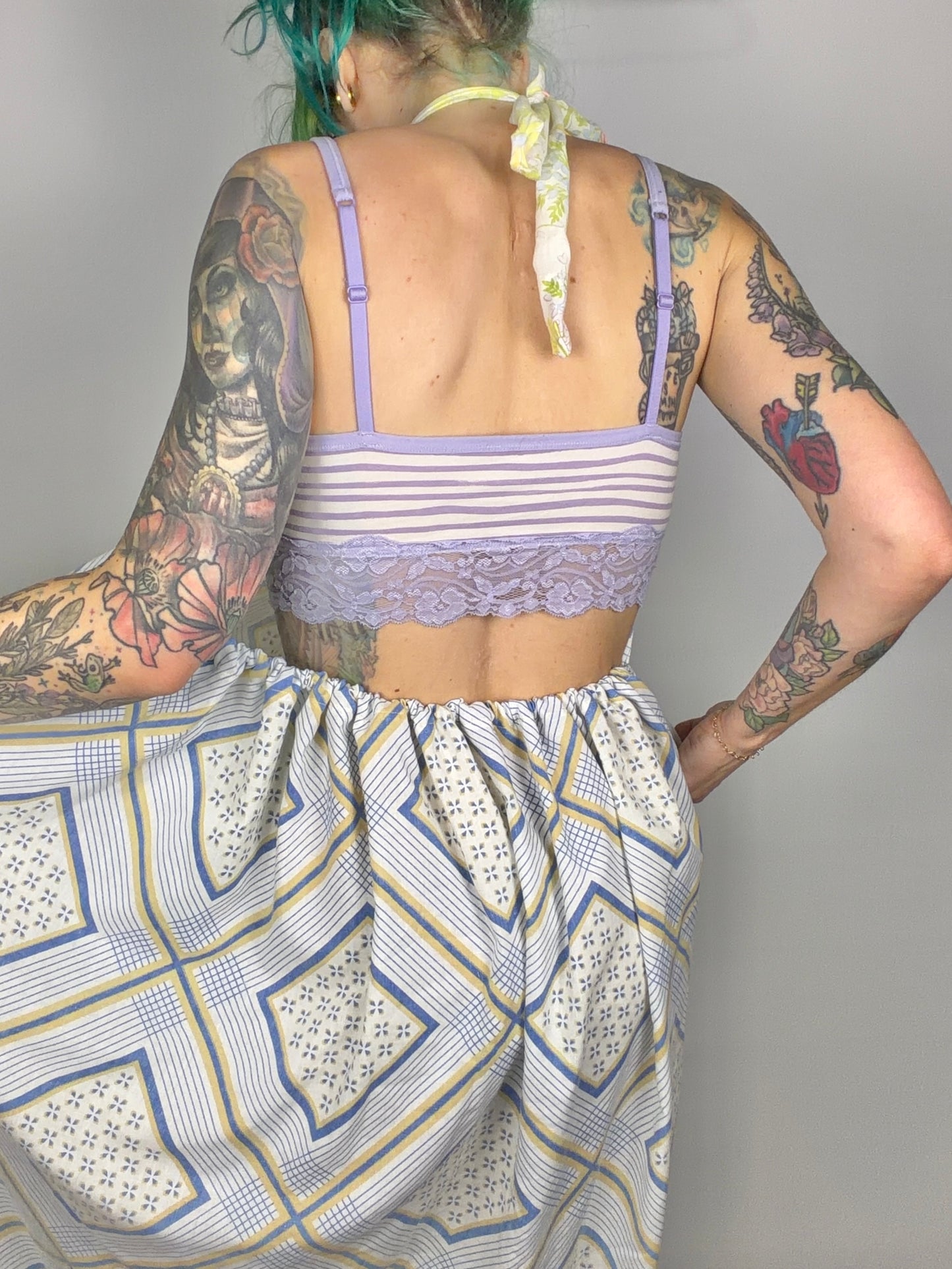 Checkered Past, backless maxi dress: OSFM