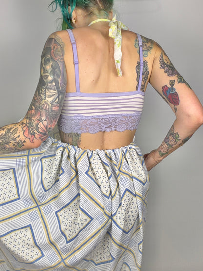 Checkered Past, backless maxi dress: OSFM