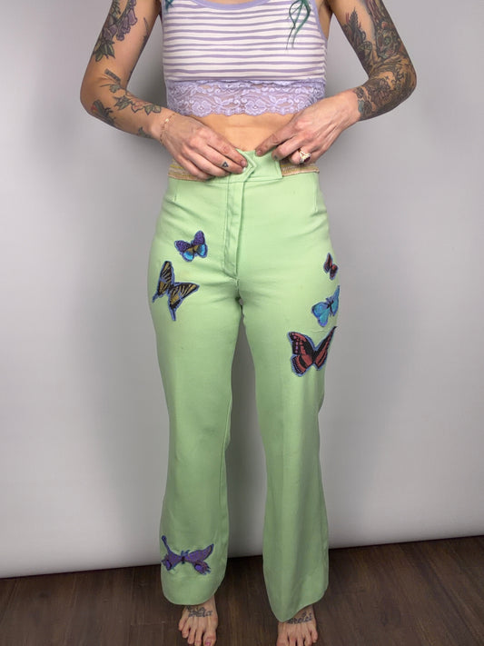 Butterfly Britches, upcycled polyester flares: 27x30 / small