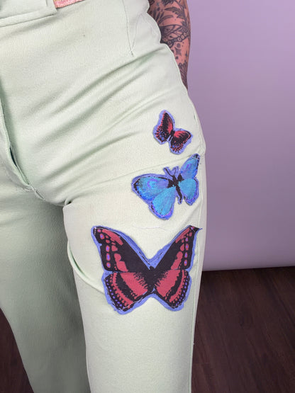 Butterfly Britches, upcycled polyester flares: 27x30 / small