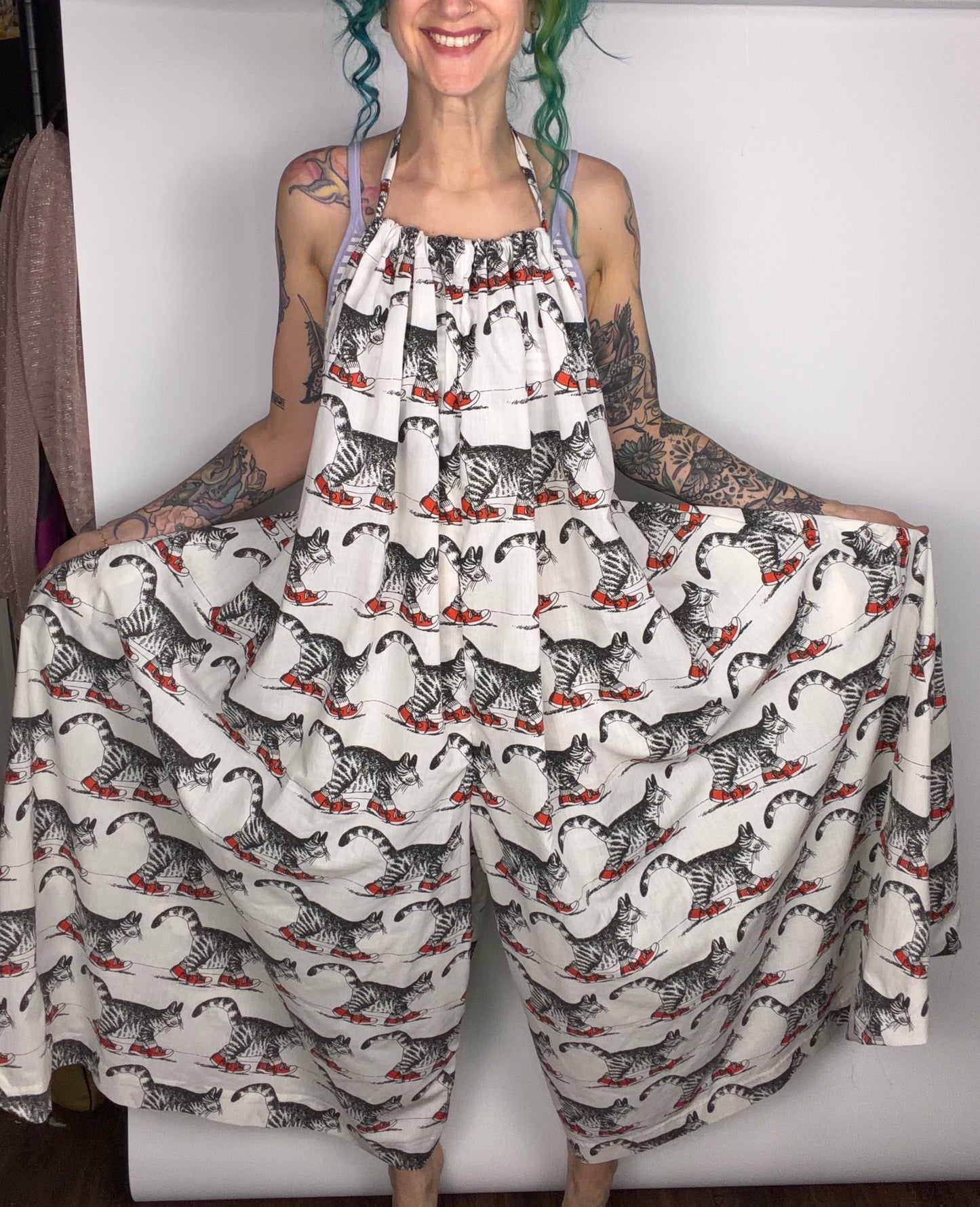 Feline Fine or Feelin' Catty, backless jumpsuit: OSFM
