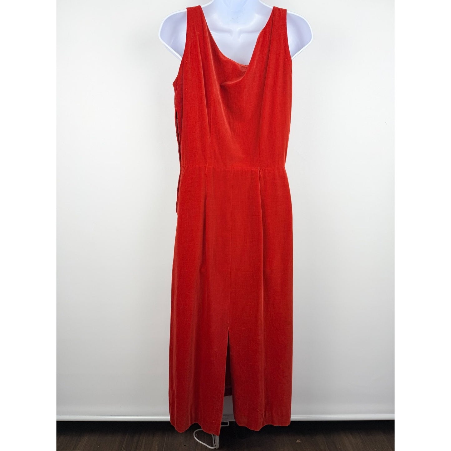 Vintage 1940s Henry Rosenfeld old hollywood orange/red velvet dress - Small