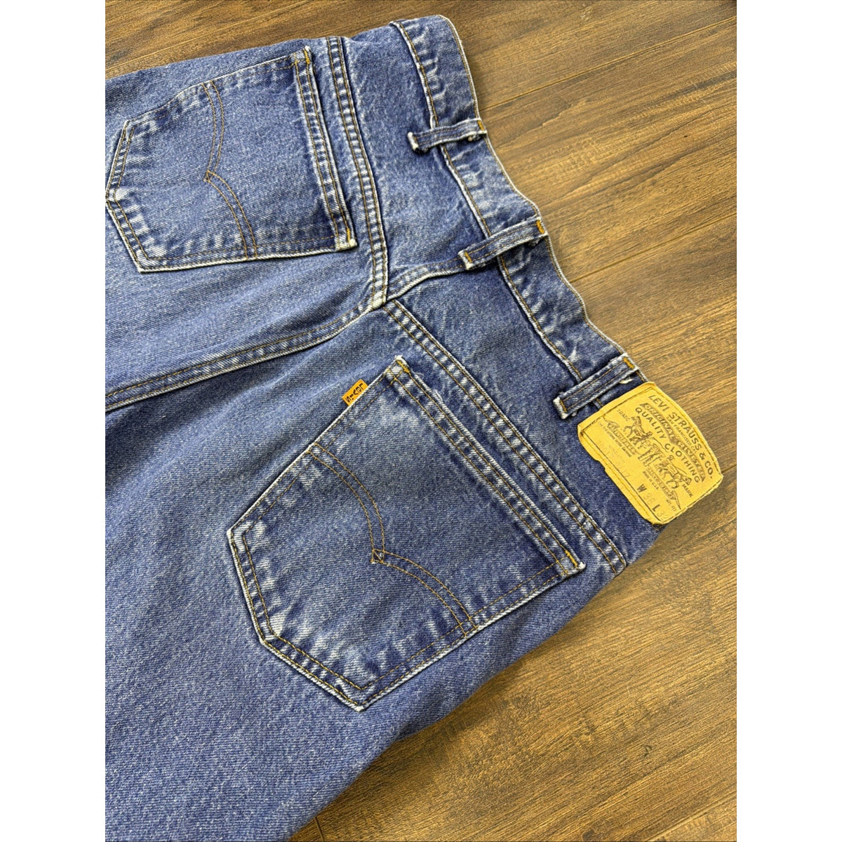 Levi's 517 Orange Tab Boot Cut Saddle Blue Jeans 36x32 1970s-1980s Vintage