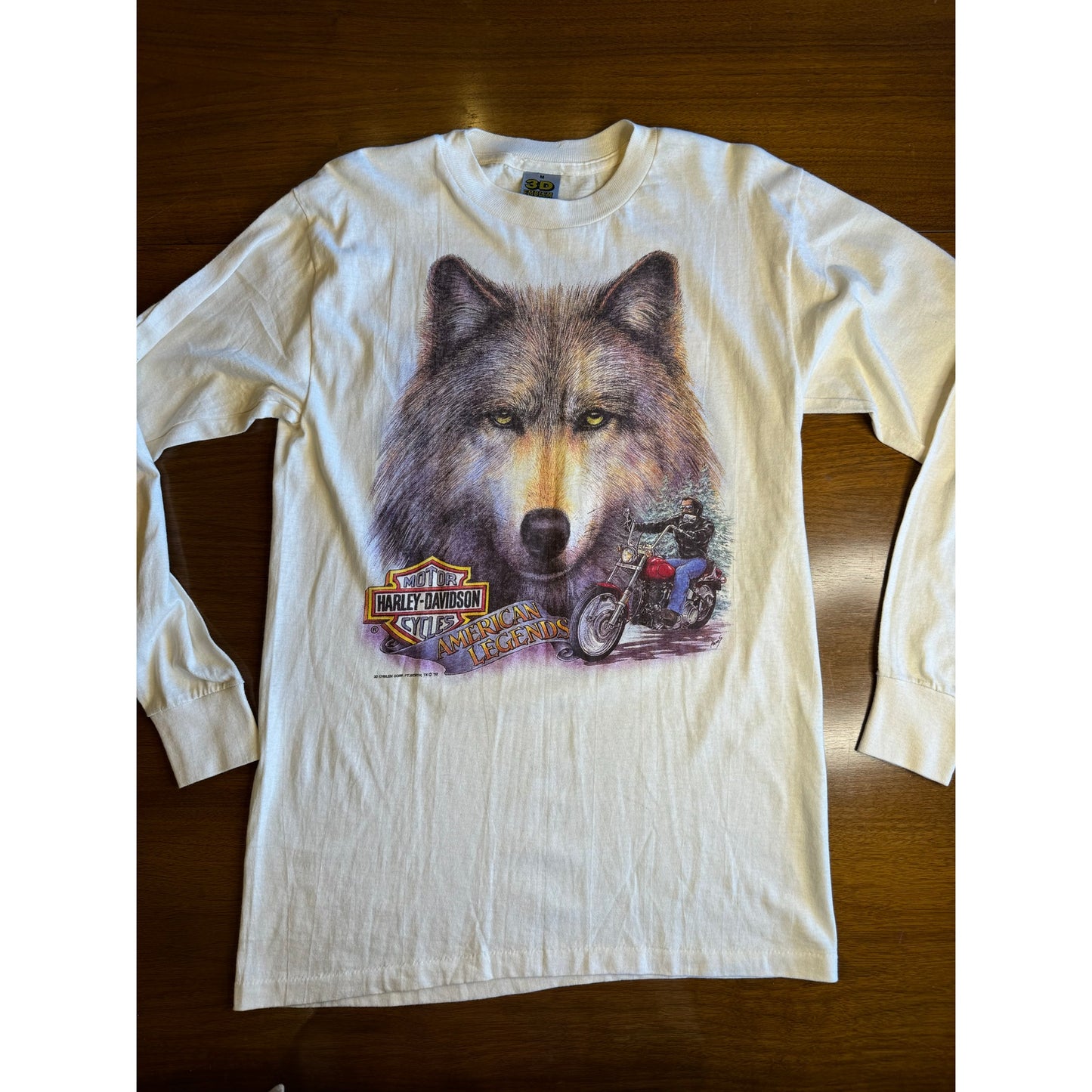 3D Emblem Harley Davidson wolf shirt Medium (1992)