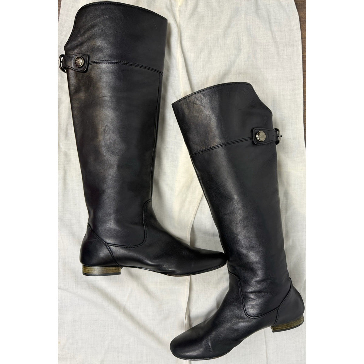 Coach Benita black leather over-the-knee riding boots, size 9.5 B