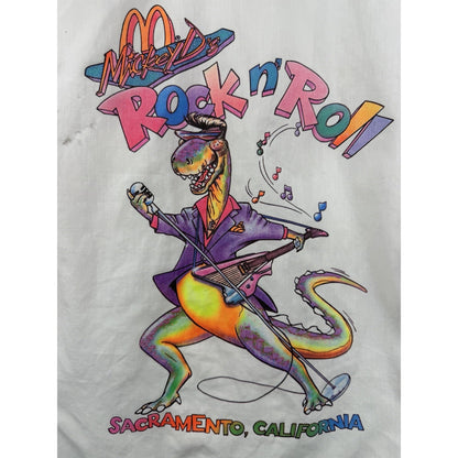 Vintage 80’s McDonald's Mickey D’s Rock n Roll Dinosaur Shirt Sacramento L 20x28