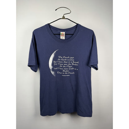 Vintage 90s Fruit of the Loom Ferdinand Magellan Flat Earth T-Shirt Mens L Blue