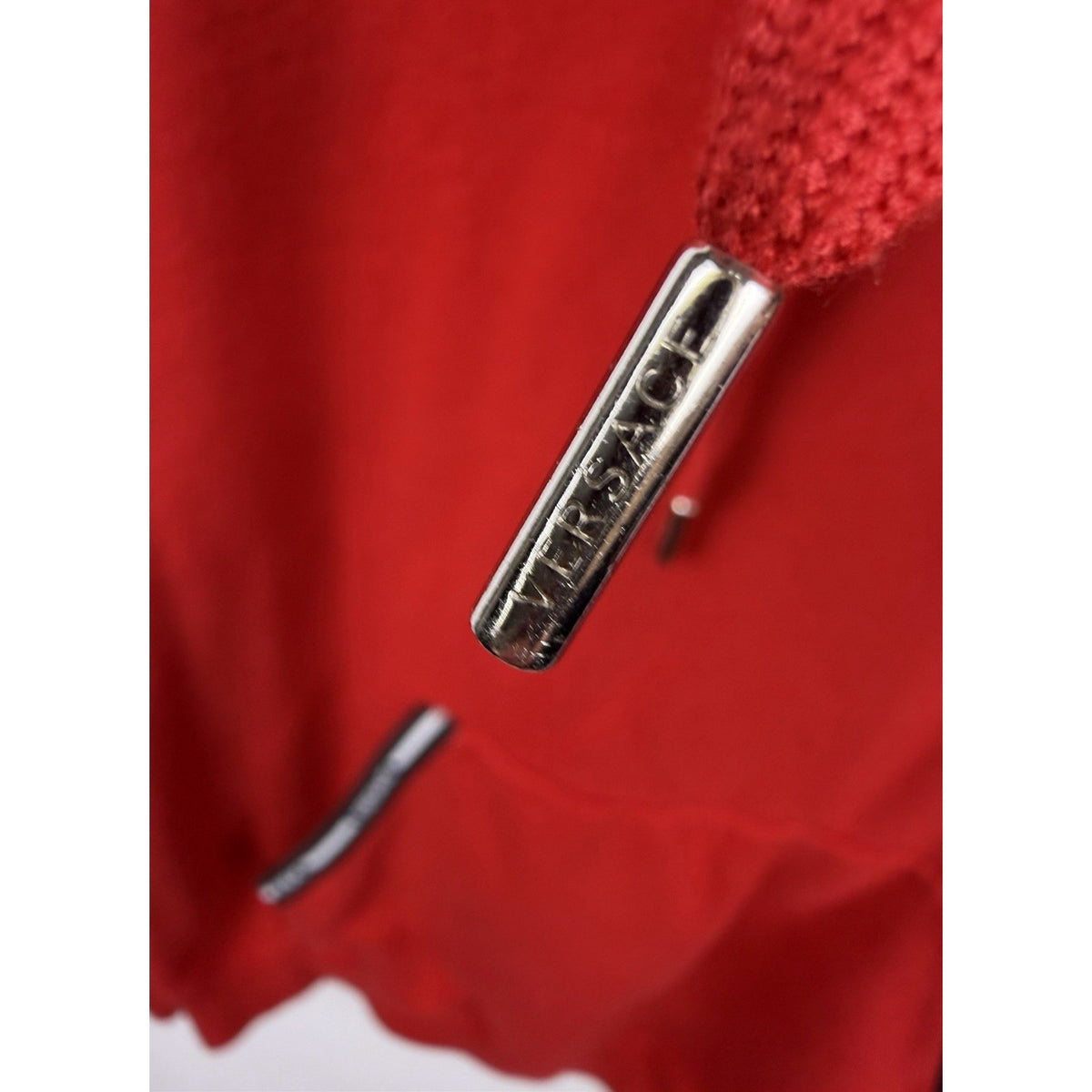 Versace Greca Logo Tape Hoodie Red Cotton Sweatshirt A81512S Model XL 24x27