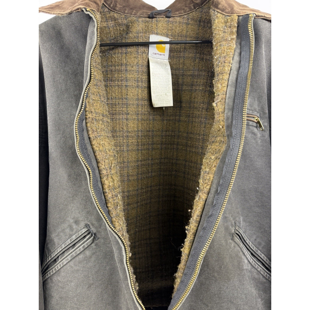 Carhartt Detroit Jacket J97 BLK Very Faded Black Canvas Blanket Lined XL 26.5x26