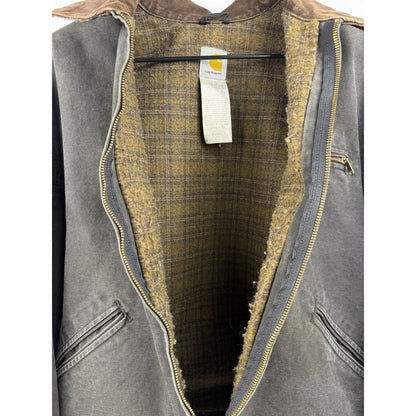 Carhartt Detroit Jacket J97 BLK Very Faded Black Canvas Blanket Lined XL 26.5x26