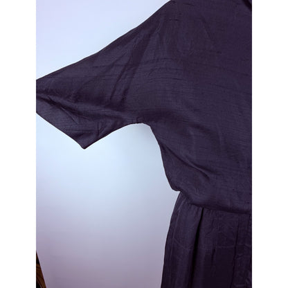 1960s navy blue vintage kerchief neck day dress medium