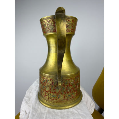 Vintage ~ Brass Etched Pitcher ~ India