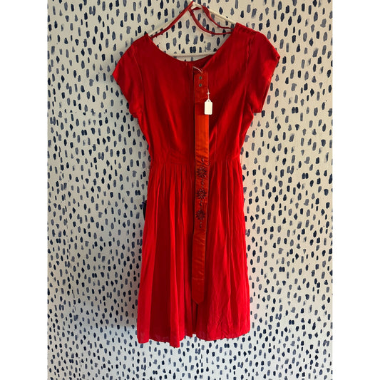 Hello, Dolly! Deadstock rayon dress with embellished belt (1950s)