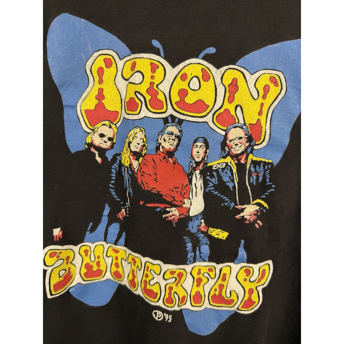 Vintage 1995 Iron Butterfly psychedelic tee, single stitch, Hanes, XL