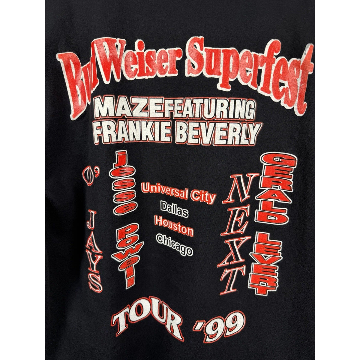 Vintage 1999 Budweiser Superfest Shirt Rap Tee Maze Next O’Jays Levert XL 24x30