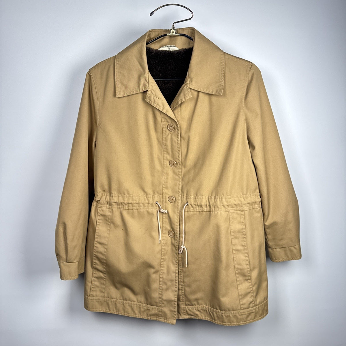 Vintage Herman Kay Khaki Sherpa Chore Work Coat Medium