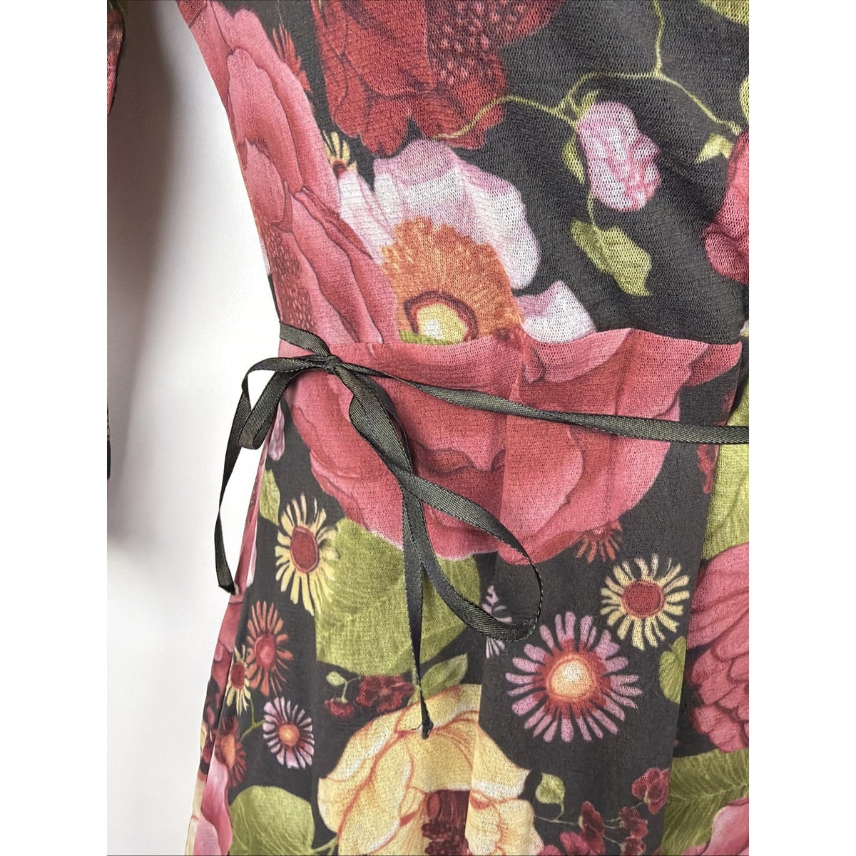 Y2K Anthropologie Weston wear Floral Dress Wrap Top Fitted Cute Small Mesh USA