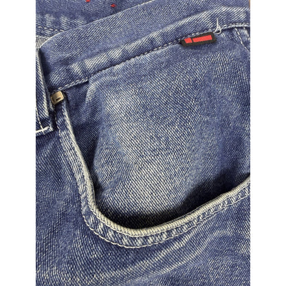 VTG Fubu Shorts Mens 36 Blue Cotton Denim Bermuda Faded Carpenter Workwear Baggy