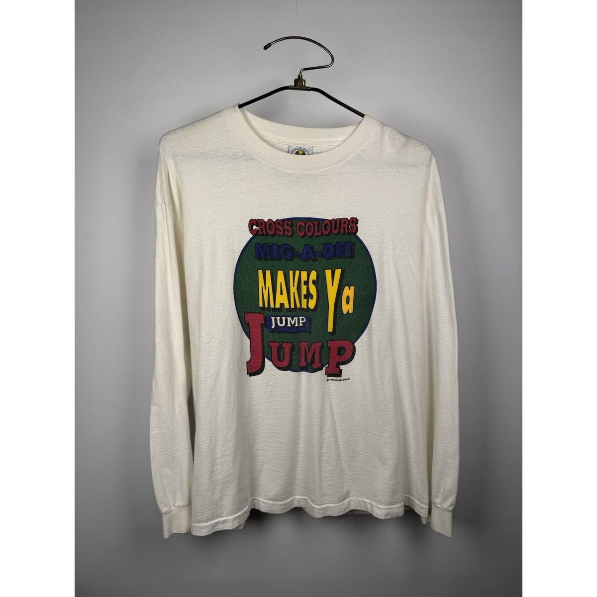 Vintage 90’s Cross Colours MIG-A-DEE Makes Ya Jump Hip Hop Longsleeve XL 24x27