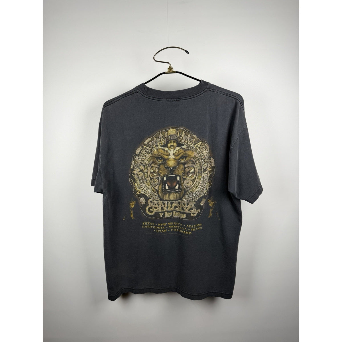 Vintage 1998 Santana Los Lobos Thrashed And Faded Tour Shirt XL 23x28