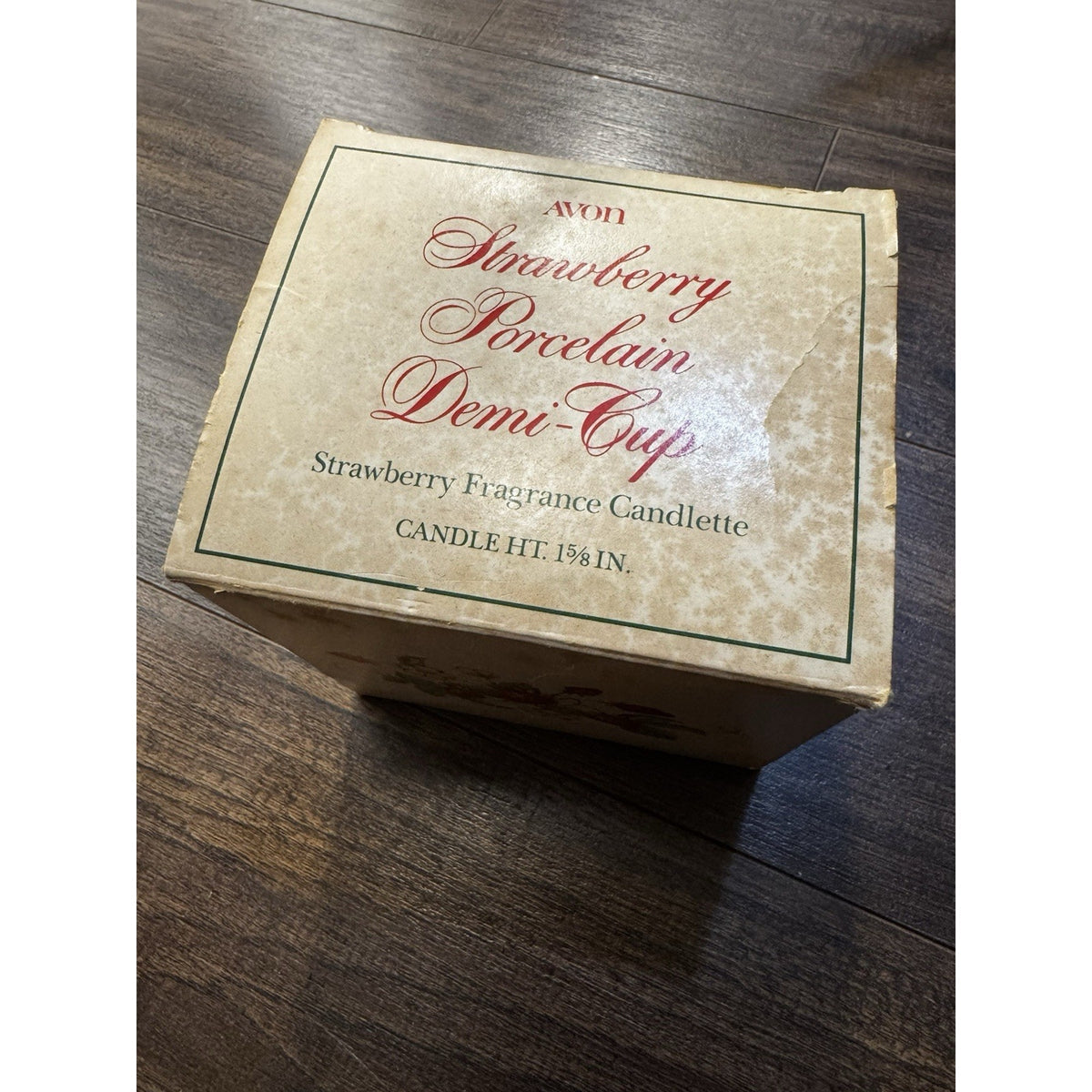 1978 Avon strawberry porcelain tea cup candle, new old stock