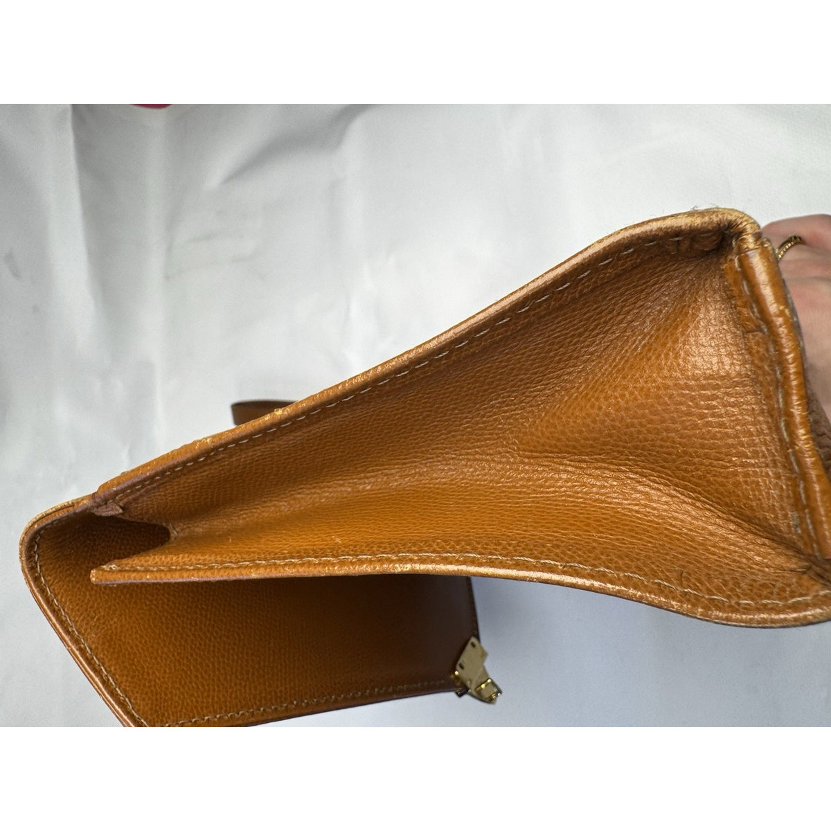Vintage 1990s Yves Saint Laurent brown leather envelope clutch wrist strap