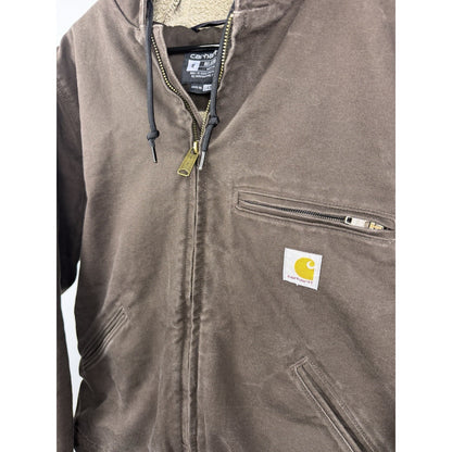Carhartt Bartlett sherpa lined duck brown hooded jacket DJ4392M, Small