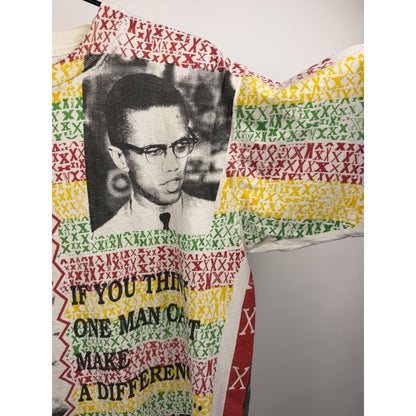 Vintage 90s Malcolm X "By Any Means Necessary" all over print tee, L