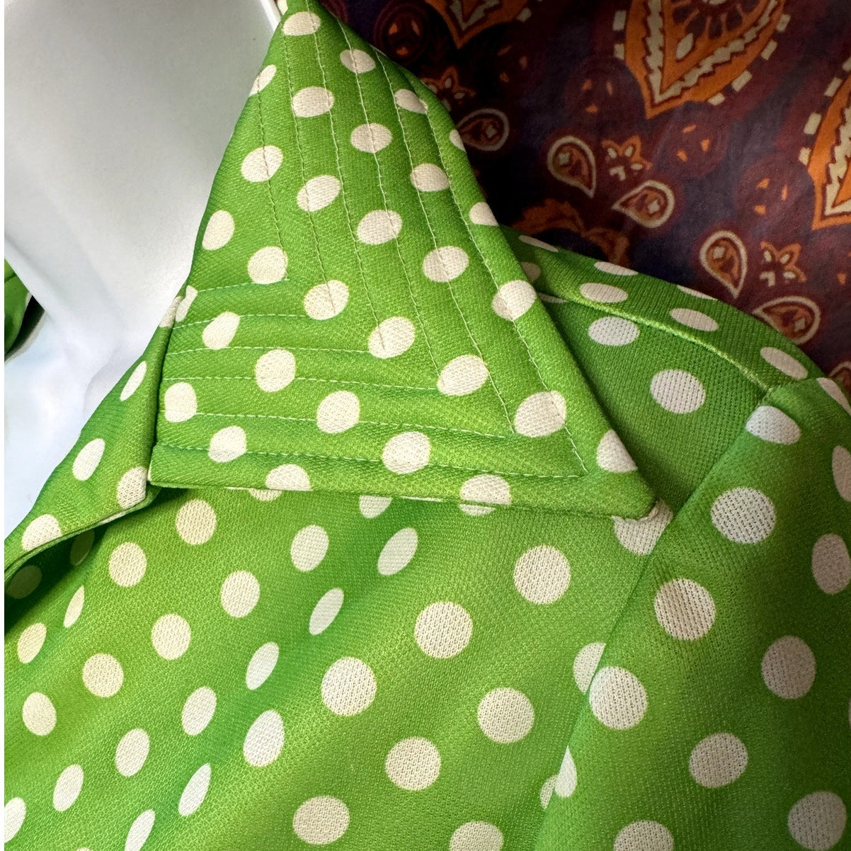 Hello Dotty, green polkadot dress (1970s)